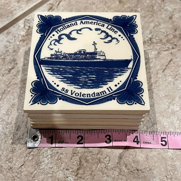 Holland America Line Ceramic Coaster Tiles Set of 6 - Picture 9 of 10